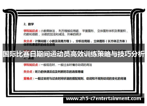 国际比赛日期间运动员高效训练策略与技巧分析